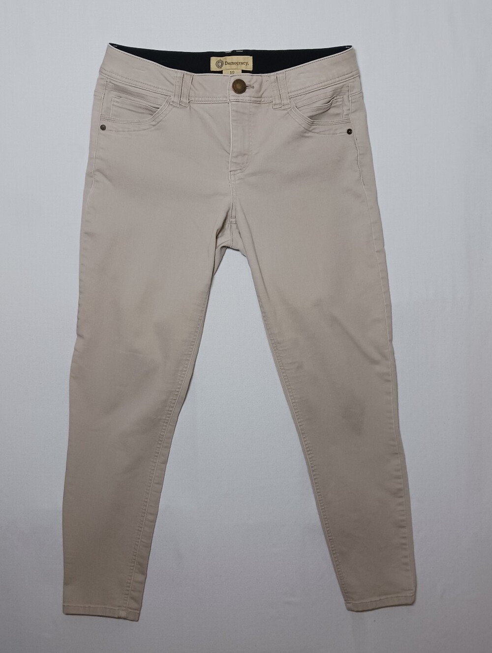 Democracy Ab Technology Mid Rise Skinny Ankle Jeans Size 10 Beige 32X28